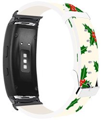 Samsung Galaxy Gear FIT2 Pro Strap Leather Replacement - Samsung Galaxy Gear Fit 2 FIT2 Pro Bands Black Connectors Christmas Day Xmas Colorful Floral Design Gift