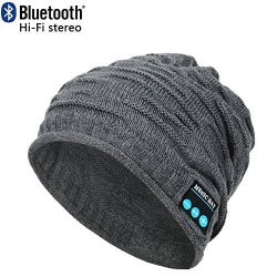 Coco Fashion Soft Warm Beanie Hat Wireless Bluetooth Smart Cap Headphone Headset Speaker MIC MZ012_GREY