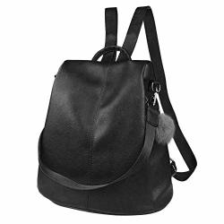 Women Backpack Purse Waterproof Leather Anti-theft Fashion Casual Lightweight Travel Shoulder Bag Black Style One