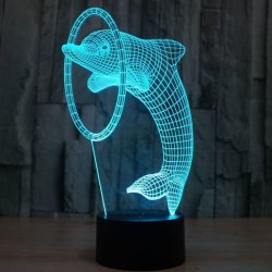 3D Illusion LED Dolphin Night Light 7COLORS Changing Novelty Touch Control Table Lights Fancy Lamp