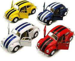Set Of 4: 5 Classic 1967 Volkswagen Beetle 1:32 Scale Black blue red yellow By Kinsmart