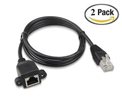 Huacam Ethernet Extension Cable Network CAT6 CAT5E CAT5 Extension Patch Cable RJ45 Cords Shielded Male To Female Connector Cable Black - 1FT 0.3M 2 Packs