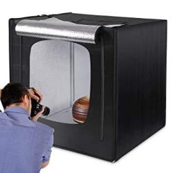 Amzdeal Photo Light Box 32 X 32IN Photo Studio Professional Photography Tent With LED Light 3 Backdrops White Black Orange