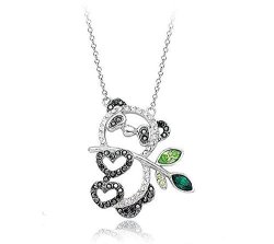 Acefeel Hollow Style Happy Panda Pendant Necklace Made With Swarovski Elements Crystal Fashion Jewelry N098