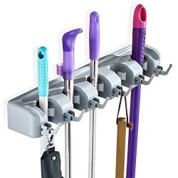 StyleZ Mop And Broom Holder Oobest 5 Ball Slots With 6 Hooks Mop Holder For Home Tool Rack Storage & Organization