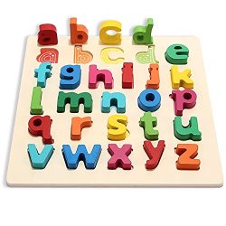 Humerry Kids Wooden Alphabet Puzzle Chunky Letters ABC Puzzles