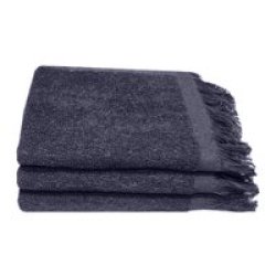 Recycled Ocean& 39 S Yarn Fringe Towels 380GSM 33X050CMS Dark Grey 3 Pack