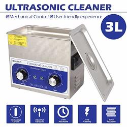 Ssline Stainless Steel Ultrasonic Cleaner Sonic Cleaner Commercial Ultrasonic Cleaner With Mechanical Timer Heater And Knob Control For Cleaning Jewelry Rings Eyeglasses Lenses Dentures
