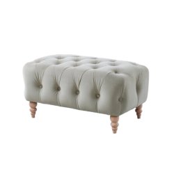 Donna Chesterfield Style Footstool - Light Grey