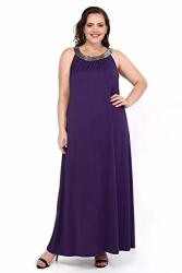 Long Dresses Woman Maxi Dress Sleeveless Casual Elegant Party Wedding Dress Plus Size Purple XL