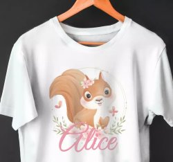 Cute Squirrel For Girl With Name Baby T-Shirt