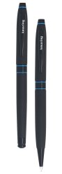 Amazing Blue Ink Brass Metal Body Color Black Pack Of 2 Ball Point & Roller Pen AMZ-PEN19A