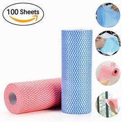 Kitchen Cleaning Supplies Rag Reusable Cleaning Wipes Cloths Multipurpose Non Woven Fabric Otp Disposable Cleaning Towel Dish Cloth 2 Roll Of 100PCS Dish