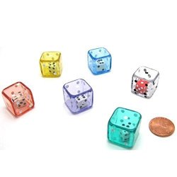 Set Of 6 D6 19MM Double Dice Assorted Colors By Koplow Games