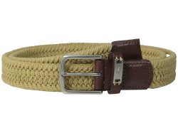 Tommy Bahama - Cotton Webbed W Leather Tab And Tip Khaki Men's Belts