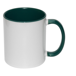 Dark Green Inner handle Colour Sublimation Mug 11OZ
