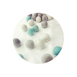Raylan Wool Felt Ball Garland Pom Pom For Kids Room Home Party Decoration White+gray+green