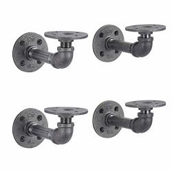 PIPE D Cor Industrial Shelf Brackets 4 Pack Authentic Plumbing Fittings And Pieces Wall Mounted Double Flange Floating Shelves Rustic Bracket Set For