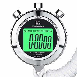 Laopao Stopwatch Metal Stopwatch Timer With Backlit 1 100TH Second Precision 2 Lap Memory Digital Stop Watch For Coaches