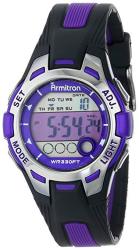 Armitron Sport Women's 45 7030PUR Purple Accented Black Resin Strap Digital Chronograph Watch