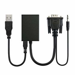 Polytree Vga To HDMI Cable + USB To Micro Power Cable Portable Vga Male To 1080P HD HDMI Cable Video Converter Adapter Support Notebook