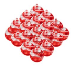 20X Bulk Pack Pop It Fidget Toys - Circle Shapes -red White