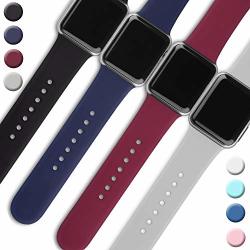 Tobfit 4 Pack Sport Bands Compatible With Apple Watch Band 38MM 42MM 40MM 44MM Soft Silicone Replacement Band Compatible With Watch Series 5 4 3 2 1 Black gray navy