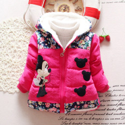 Winter Baby Girls Coats Minnie Jackets Fashion Hooded Outdoor Parka - Yellow 13-18 Months