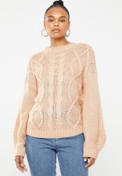 Missguided Cable Knitted Jumper - Peach
