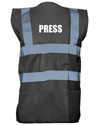 Press Printed Hi-vis Vest Waistcoat - Black white XL