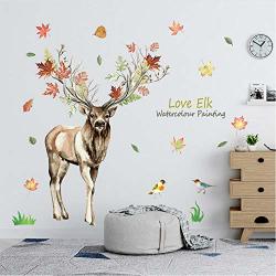 Wangxj Love Elk Wall Sticker Fall Autumn Leaves Decals Inkjet Removable Wall Stickers Home Children's Room Interior Wall Stickers 60X90CM