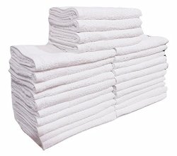 24 Pcs 2 Dozen White 16"X27" Pure Cotton Economy Hand Towels Salon Gym Hotel Super Use Absorbent Best For Kitchen Janitorial Home Use Towels 100%