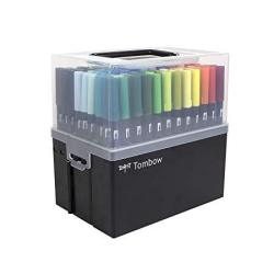 Tombow 56179 108-PIECE Dual Brush Pen Set In Marker Case. Complete Collection Of Tombow Dual Brush Pens In A Portable Marker Case