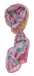 Love Lakeside-modern Lightweight Chiffon Silk Floral & Graphic Print Accent Scarves 15106 Pink