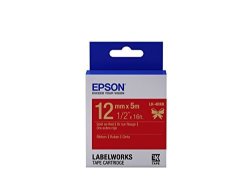 Epson Labelworks Ribbon Lk Replaces Lc Tape Cartridge 1 2" Gold On Red LK-4RKK - For Use With Labelworks LW-300 LW-400 LW-600P And LW-700 Label