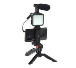 Vlogging broadcast Recording Equipment Shotgun Mount + Microphone & LED