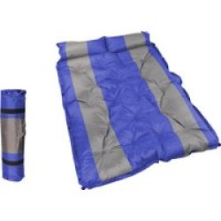 184X120CM Self-inflating Double Camping Mattress With Inflatable Headrests - Blue