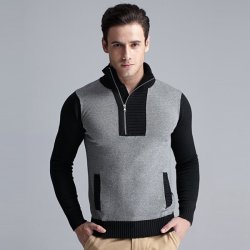 Men Casual Knitted Sweater Longs-sleeved Concise Soft Bottoming Tops
