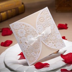 10pcs Laser Cut Hollow Out Bowknot Wedding Evening Invitations Cards Personalized Envelopes Seals