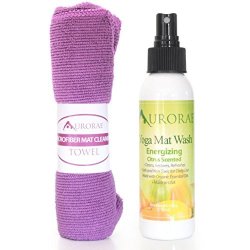 Aurorae Citrus Aromatherapy Essential Oil Yoga Mat Wash Cleaner. Free Microfiber Cleaning Towel Included With Lavender Citrus And Eucalyptus Only