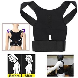 Aptoco Adjustable Posture Back Support Brace Corrector Shoulder Band Correction Belt Black For Teenager Women And Men