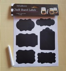 The Velvet Attic -wilson & Maclagan - Pack Of 6 Die-cut Chalk Board Sticker Labels With Chalk