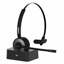 Bluetooth Headset For Cell Phones Yamay Wireless Headset With Microphone Charging Dock Noise Cancelling Sound Mute Button Handsfree Phone Headset For Trucker Drivers Call