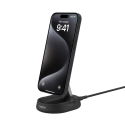 Belkin Bootcharge Pro - 15 Watt Wireless Charging Stand With QI2 - Black Wall Charger ac Adaptor Included