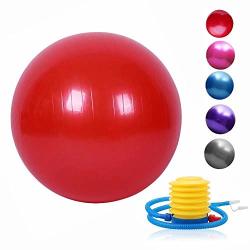 Jranter Yoga Exercise Ball 55 65 75 85 95CM With Quick Foot Pump Professional Grade Anti Burst & Slip Resistant Balance Ball For Workout& Fitness Red & 95 Cm
