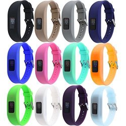 HWHMH Replacement Secure Band With Chrome Watch Clasp And Fastener Buckle For Garmin Vivofit 3 - Pack Of 12