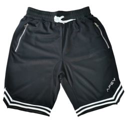 Shorts For Men - Basketball Running Gym Shorts - Zip Pockets - Black