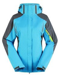 Leajoy Women's Waterproof Outdoor 3-IN-1 Snowboarding Jacket Fleece Liner Warm Rain Coat - Blue M