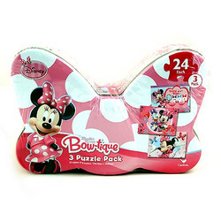 Disney Minnie Mouse Bow-Tique 3 Puzzle Pack In Bow Shaped Tin