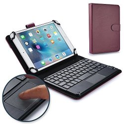 Samsung Galaxy Tab E 8.0 Keyboard Case Cooper Touchpad Executive 2-IN-1 Wireless Bluetooth Keyboard Mouse Leather Travel Cases Cover Holder Folio Portfolio + Stand SM-T375 T377 Purple